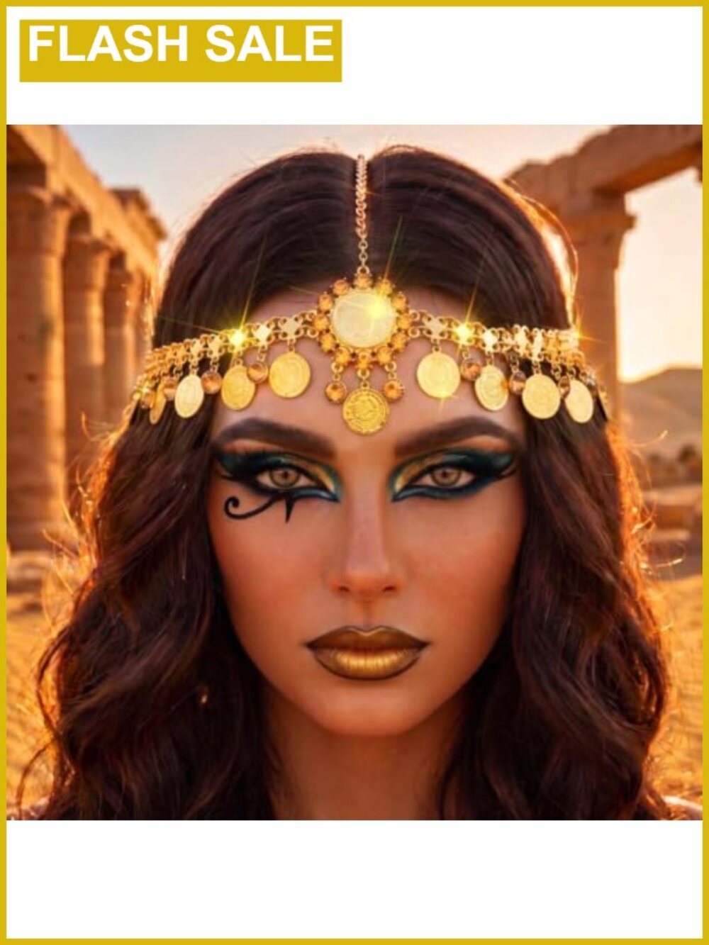 Gold Coin Head Chain Gypsy Headpiece Festival Costume Hair Jewelry